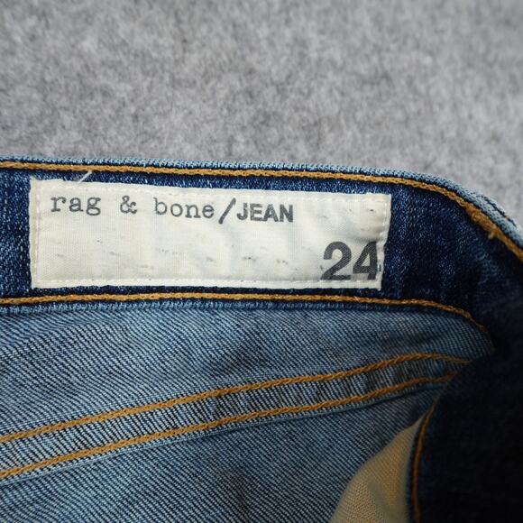 Rag and Bone Jeans Womens 24 Skinny La Paz Distressed Denim Medium Wash Raw Hem - Picture 7 of 12